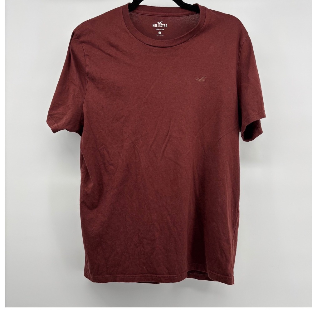 Hollister Mens Large Burgundy Maroon 100% Cotton Short Sleeve Crewneck T-Shirt